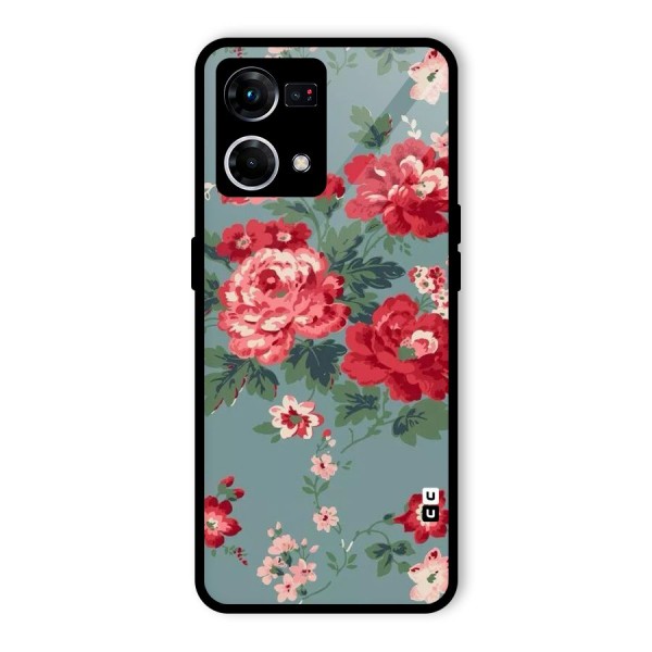 Aesthetic Floral Red Glass Back Case for Oppo F21 Pro 4G