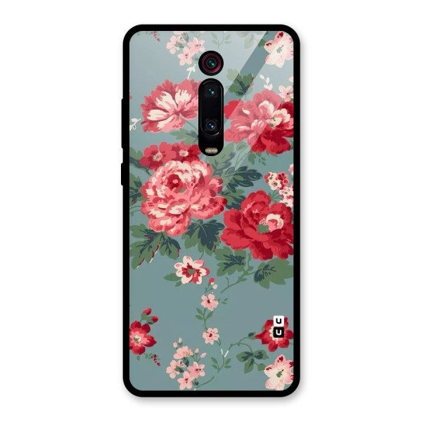 Aesthetic Floral Red Glass Back Case for Redmi K20 Pro