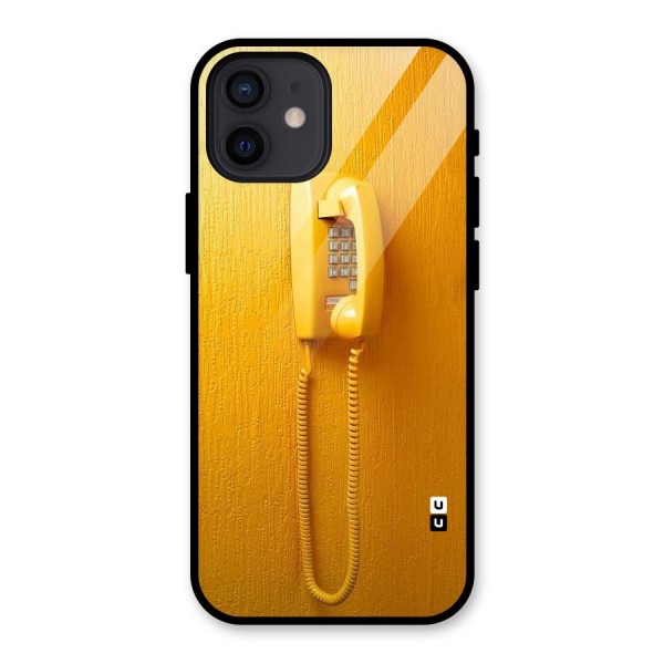 Aesthetic Yellow Telephone Glass Back Case for iPhone 12