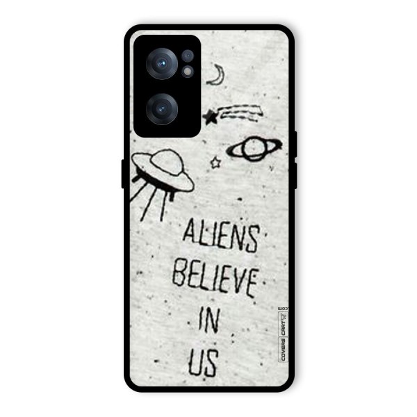 Aliens Believe In Us Glass Back Case for OnePlus Nord CE 2 5G