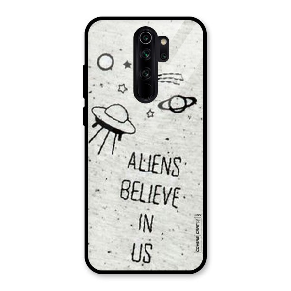 Aliens Believe In Us Glass Back Case for Redmi Note 8 Pro