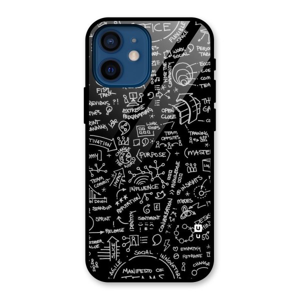 Anatomy Pattern Glass Back Case for iPhone 12 Mini