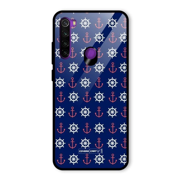 Anchor Pattern Blue Glass Back Case for Redmi Note 8