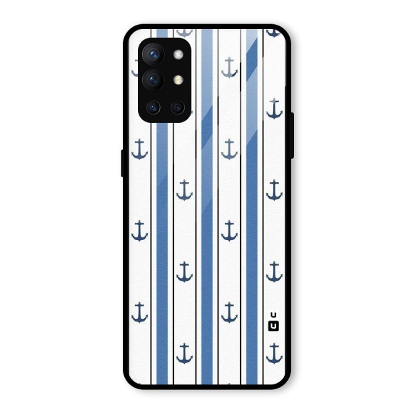 Anchor Stripe Lines Glass Back Case for OnePlus 9R