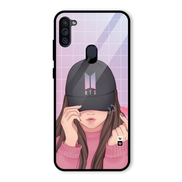Anime Beautiful BTS Girl Glass Back Case for Galaxy M11