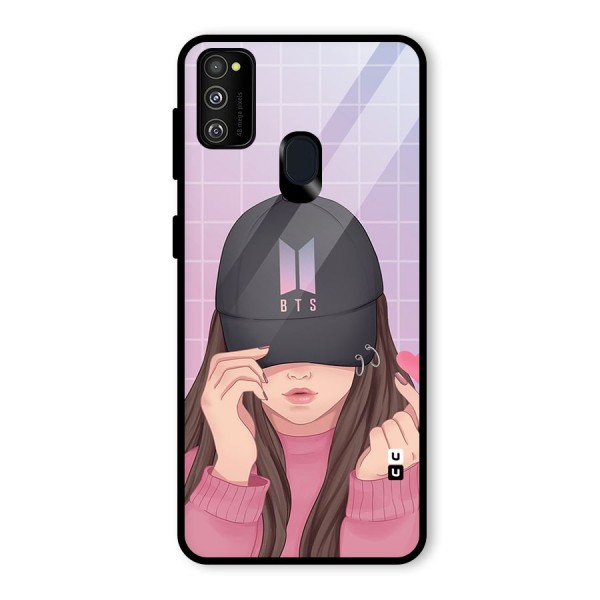 Anime Beautiful BTS Girl Glass Back Case for Galaxy M21