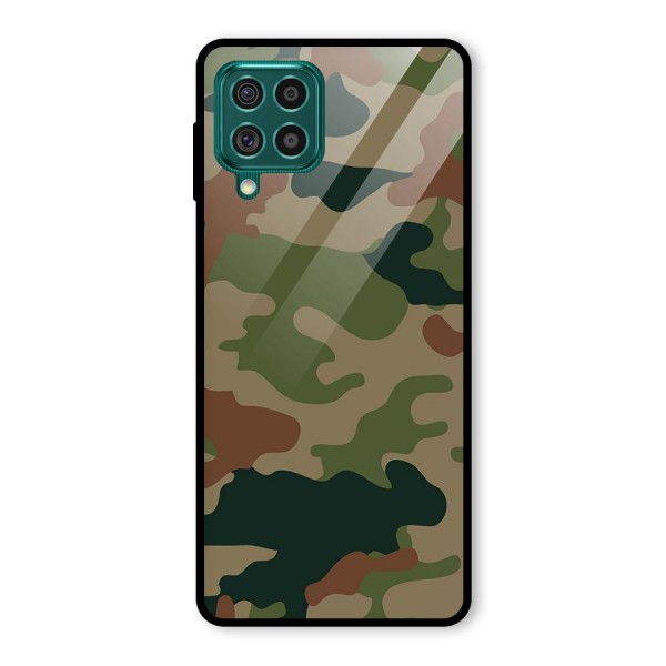 Army Camouflage Glass Back Case for Galaxy F62