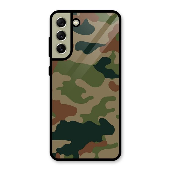 Army Camouflage Glass Back Case for Galaxy S21 FE 5G
