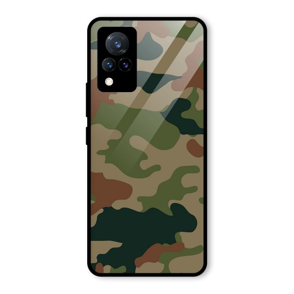 Army Camouflage Glass Back Case for Vivo V21 5G