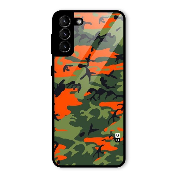 Army Pattern Glass Back Case for Galaxy S21 Plus