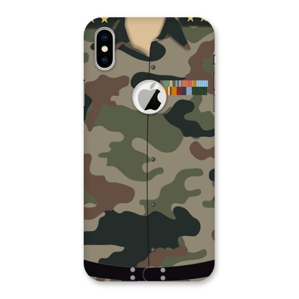 Army Uniform Back Case for iPhone XS Logo Cut