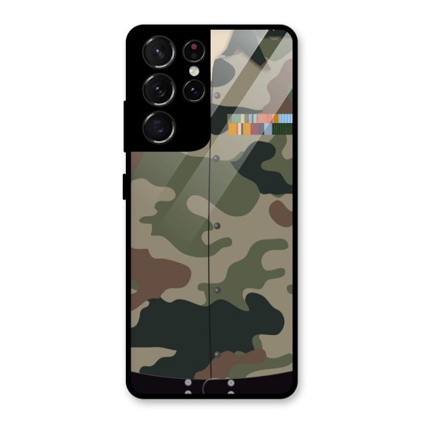 Army Uniform Glass Back Case for Galaxy S21 Ultra 5G