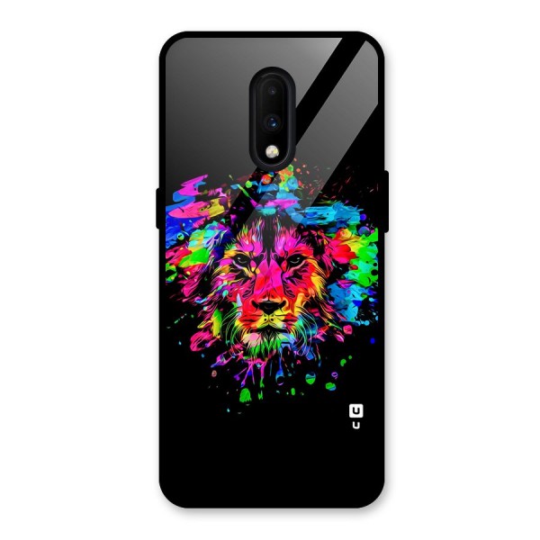 Artistic Lion Art Splash Glass Back Case for OnePlus 7