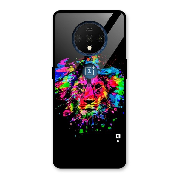 Artistic Lion Art Splash Glass Back Case for OnePlus 7T