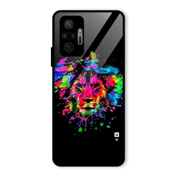 Artistic Lion Art Splash Glass Back Case for Redmi Note 10 Pro Max