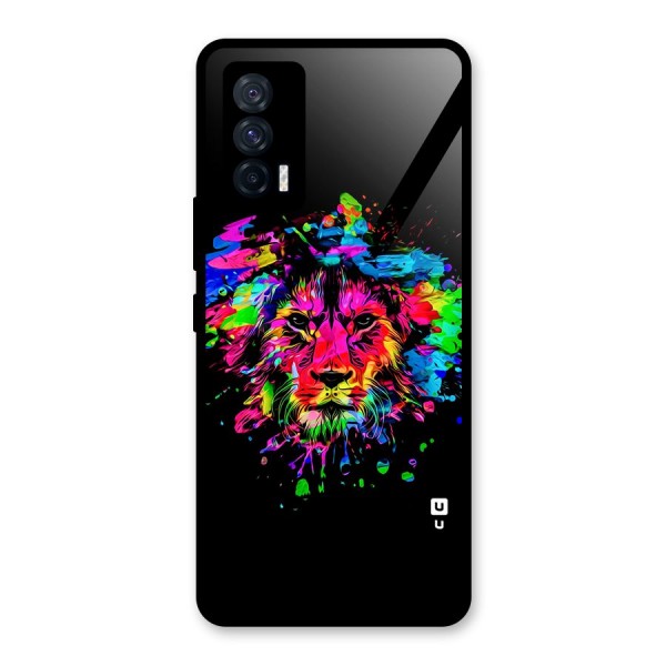 Artistic Lion Art Splash Glass Back Case for Vivo iQOO 7 5G