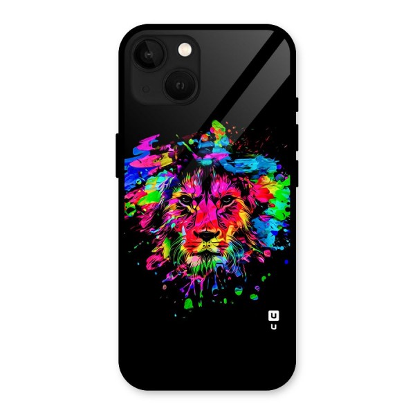 Artistic Lion Art Splash Glass Back Case for iPhone 13