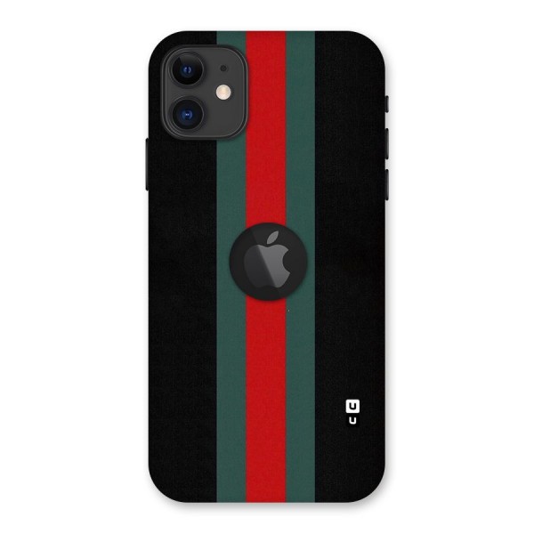 Basic Colored Stripes Back Case for iPhone 11 Logo Cut
