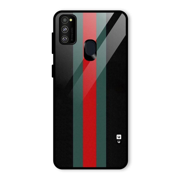 Basic Colored Stripes Glass Back Case for Galaxy M21