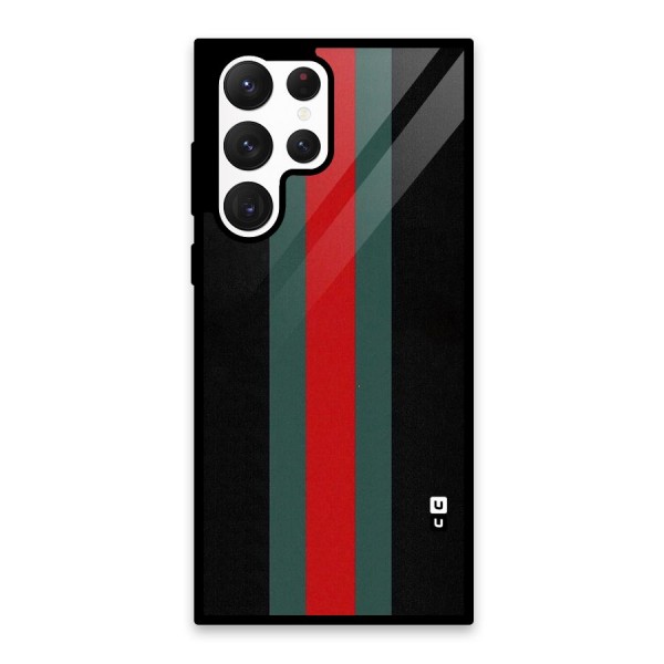 Basic Colored Stripes Glass Back Case for Galaxy S22 Ultra 5G