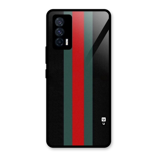 Basic Colored Stripes Glass Back Case for Vivo iQOO 7 5G