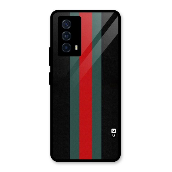 Basic Colored Stripes Glass Back Case for Vivo iQOO Z5