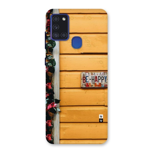 Be Happy Yellow Wall Back Case for Galaxy A21s
