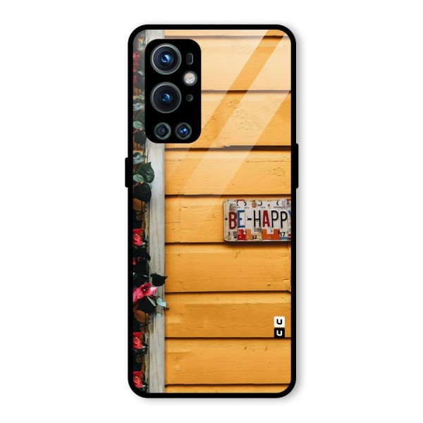 Be Happy Yellow Wall Glass Back Case for OnePlus 9 Pro