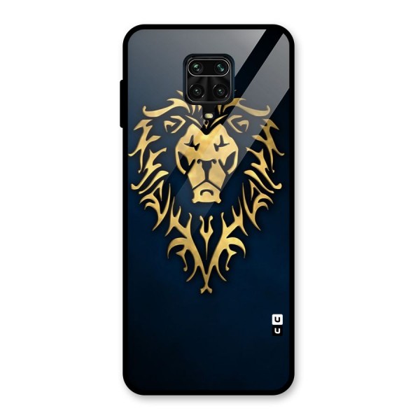 Beautiful Golden Lion Design Glass Back Case for Redmi Note 9 Pro Max