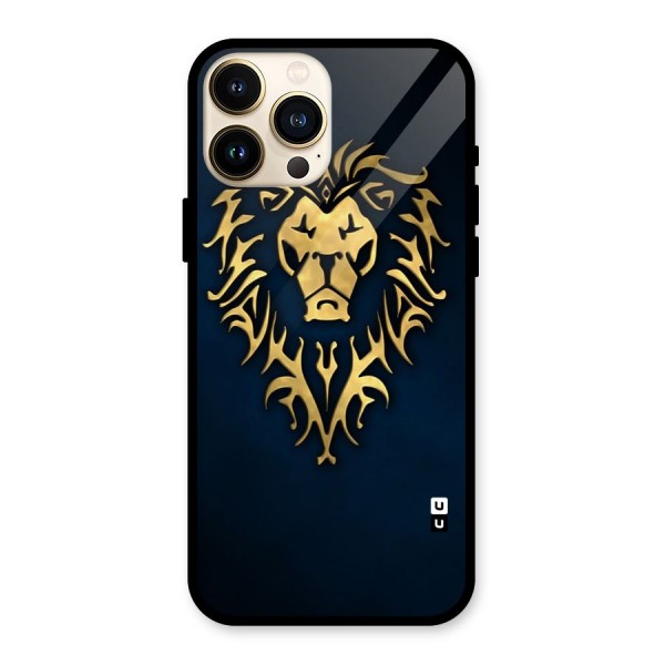 Beautiful Golden Lion Design Glass Back Case for iPhone 13 Pro Max
