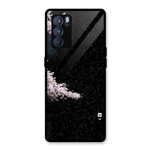 Beautiful Night Sky Flowers Glass Back Case for Oppo Reno6 Pro 5G