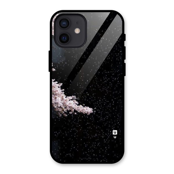 Beautiful Night Sky Flowers Glass Back Case for iPhone 12