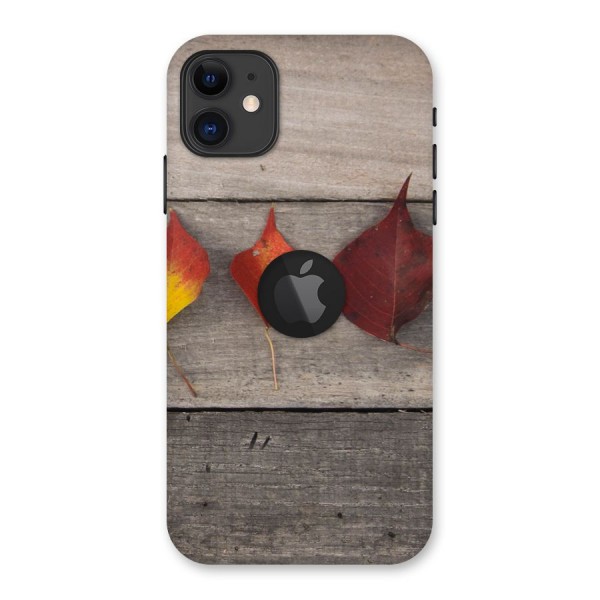 Beautiful Wood Leafs Back Case for iPhone 11 Logo Cut