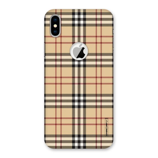 Beige Check Back Case for iPhone XS Logo Cut