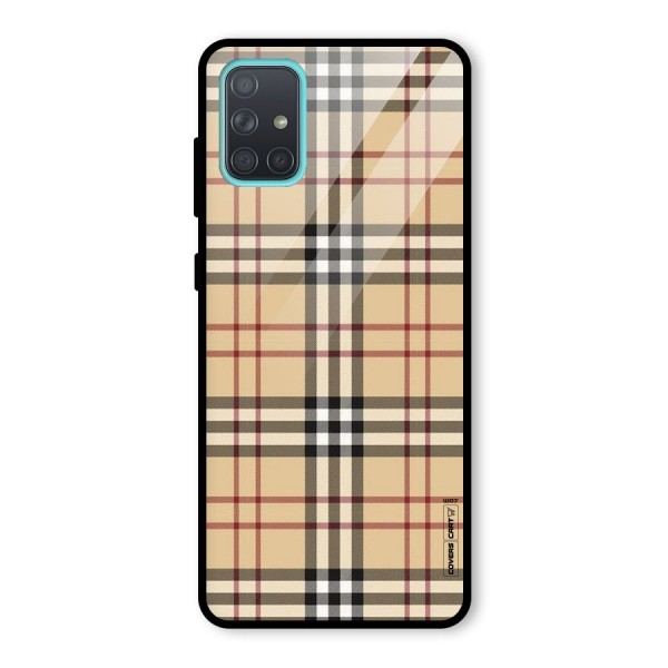 Beige Check Glass Back Case for Galaxy A71