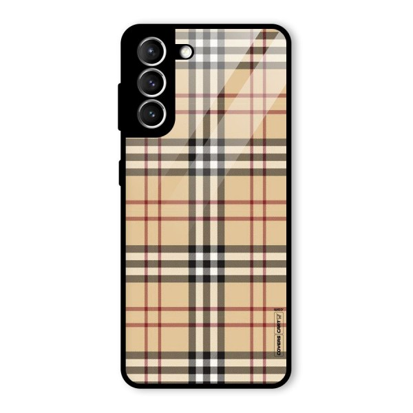 Beige Check Glass Back Case for Galaxy S21 5G