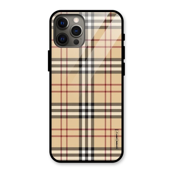 Beige Check Glass Back Case for iPhone 12 Pro Max