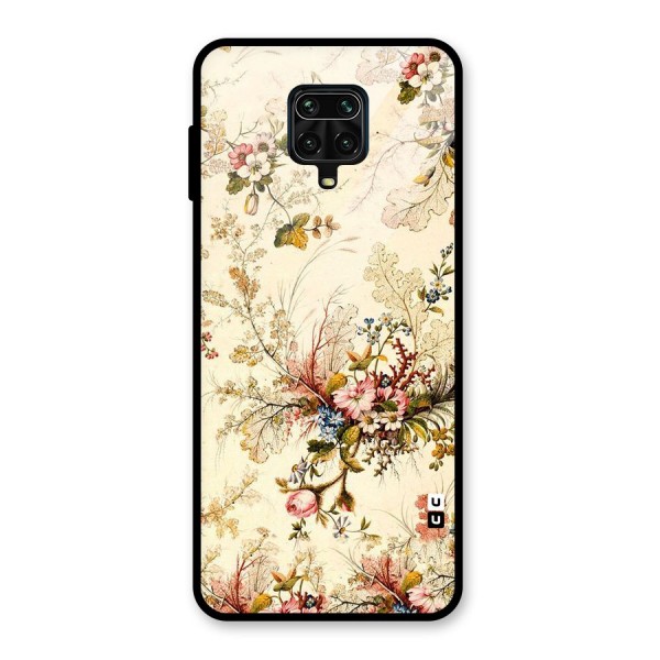 Beige Floral Glass Back Case for Poco M2 Pro