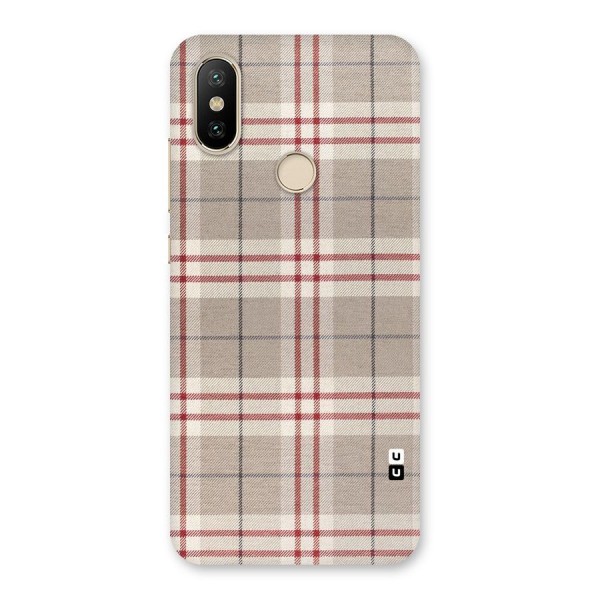 Beige Red Check Back Case for Mi A2