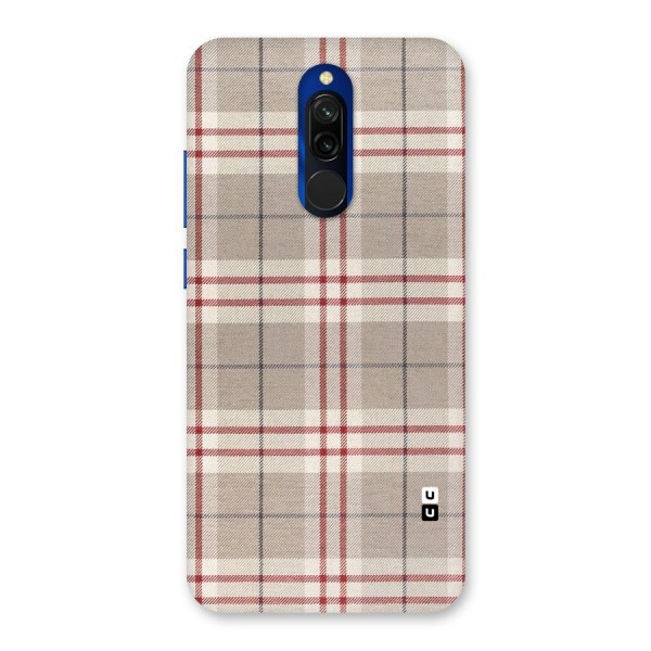 Beige Red Check Back Case for Redmi 8