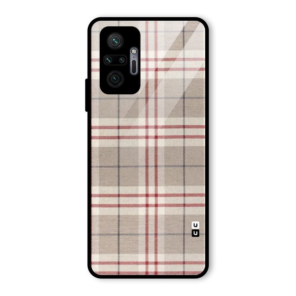 Beige Red Check Glass Back Case for Redmi Note 10 Pro
