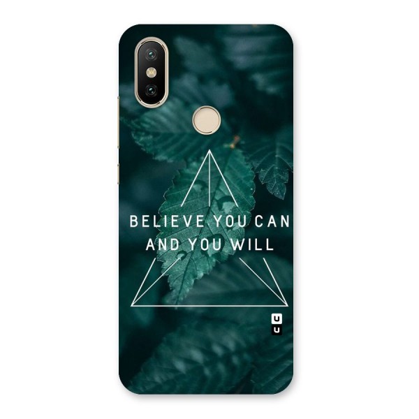 Believe You Can Motivation Back Case for Mi A2