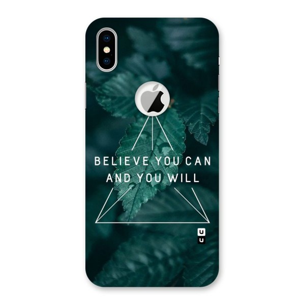 Believe You Can Motivation Back Case for iPhone XS Logo Cut