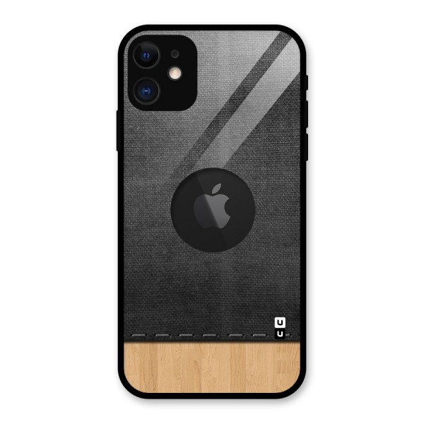 Bicolor Wood Texture Glass Back Case for iPhone 11 Logo Cut