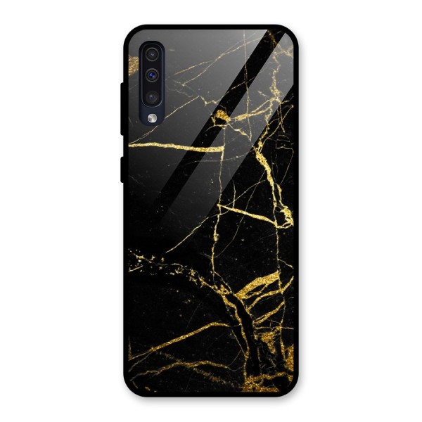 Black And Gold Design Glass Back Case for Galaxy A50