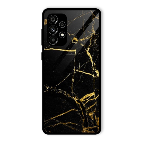 Black And Gold Design Glass Back Case for Galaxy A73 5G