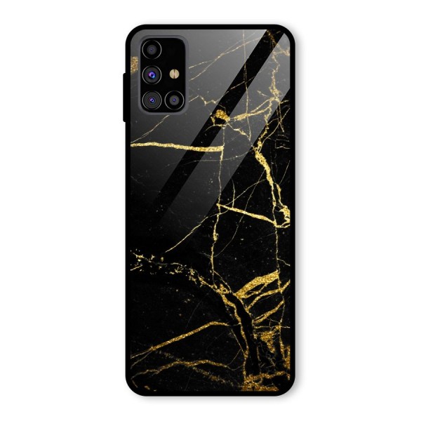 Black And Gold Design Glass Back Case for Galaxy M31s