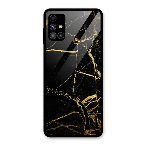 Black And Gold Design Glass Back Case for Galaxy M51