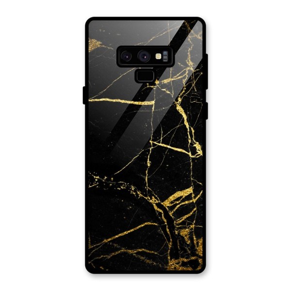 Black And Gold Design Glass Back Case for Galaxy Note 9