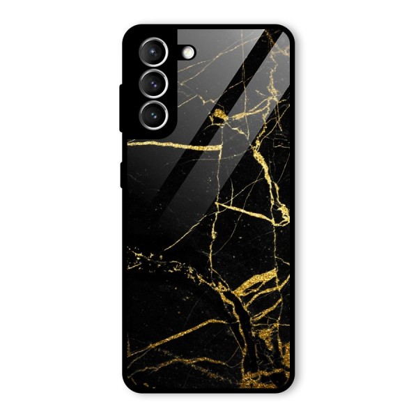 Black And Gold Design Glass Back Case for Galaxy S21 5G